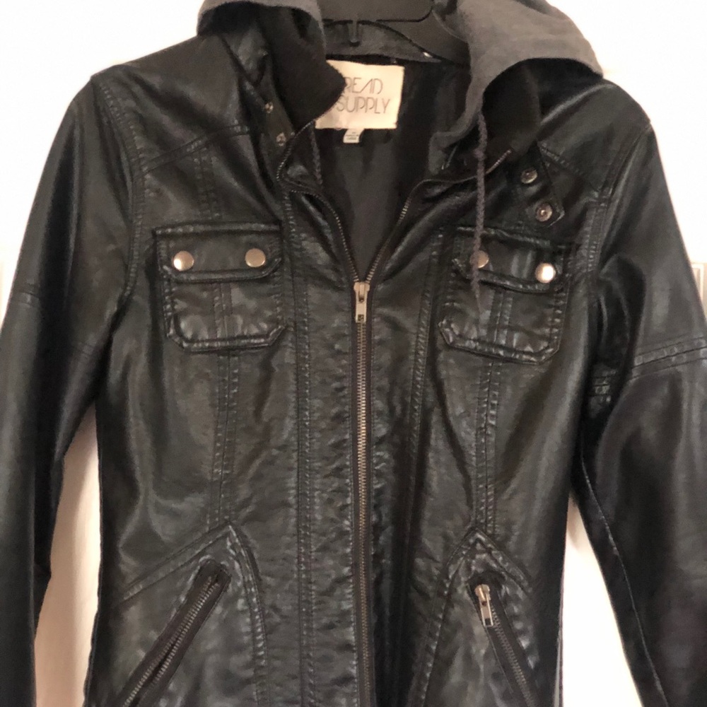 Faux leather with with Hoodie